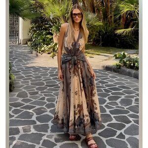 Zimmermann Ascension Plunge Halter Dress